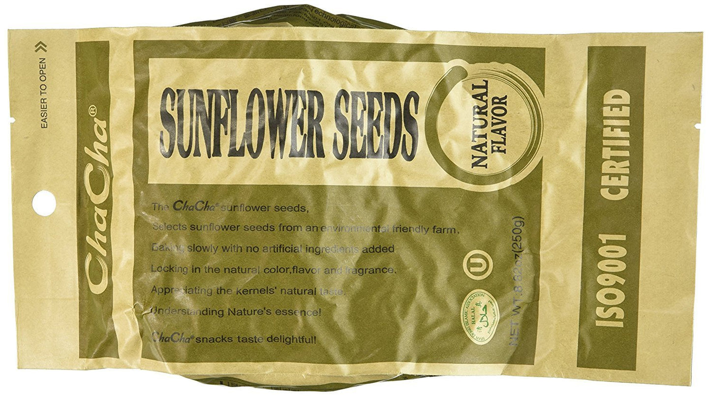 ChaCha Roasted Sunflower Seeds (Natural Flavor, Pack of 18, One Case)