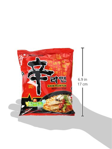 Nongshim Gourmet Spicy Shin Instant Ramen Noodle, 20 Pack, Chunky Vegetables, Premium Microwaveable Ramen Soup Mix, Savory & Rich