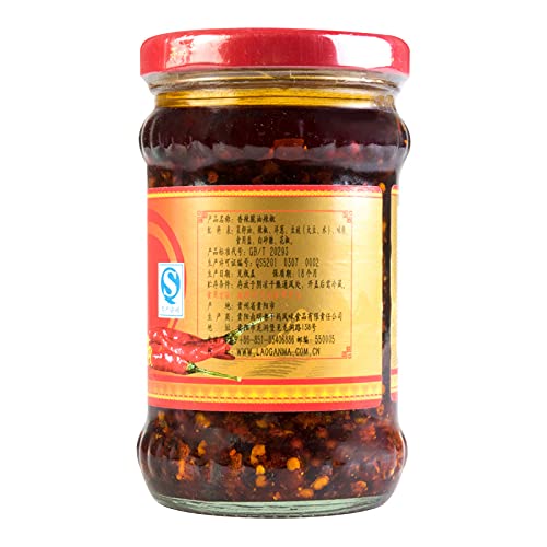Lao Gan Ma Spicy Chili Crisp Spicy Chinese Chili Oil Hot Sauce with Roasted Chili Pepper Flakes | 7.41oz 210g (2 packs) + one NineChef Golden color Spoon (2 Jars + 1 Spoon)