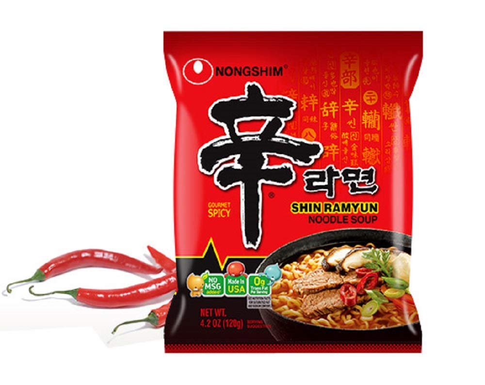 Nongshim Gourmet Spicy Shin Instant Ramen Noodle, 20 Pack, Chunky Vegetables, Premium Microwaveable Ramen Soup Mix, Savory & Rich