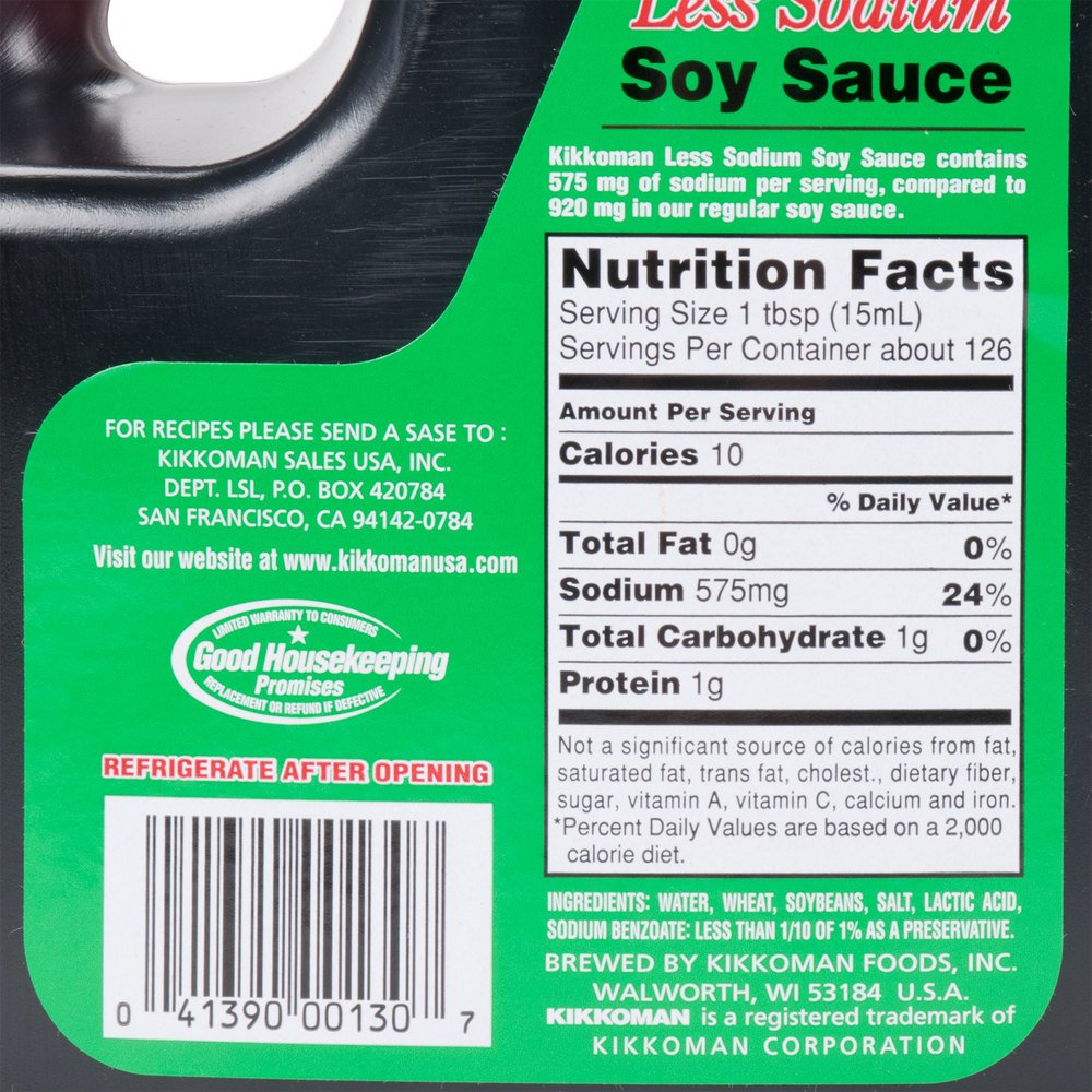 Kikkoman Lite Soy Sauce, 64-Ounce Bottle