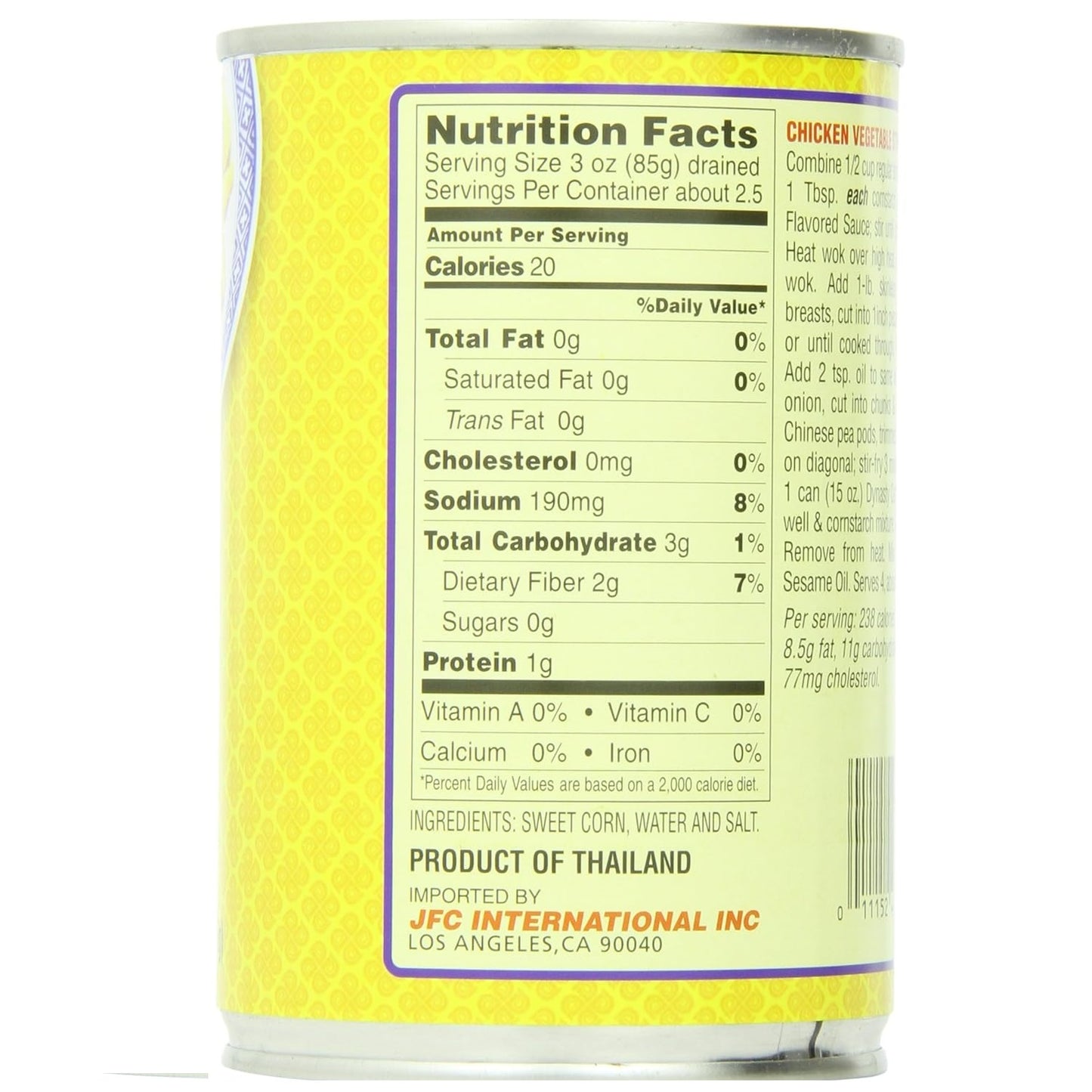 12 Packs Dynasty Cut Baby Corn, 15 Ounce