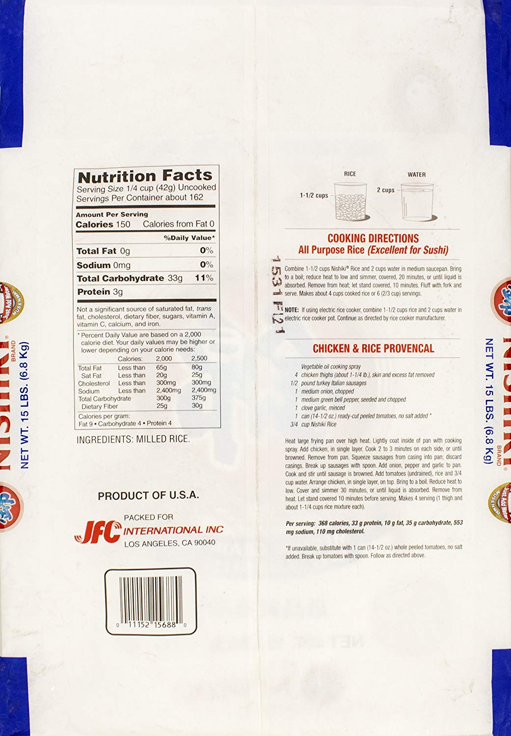 Nishiki Premium Rice, Medium Grain,15 Pound