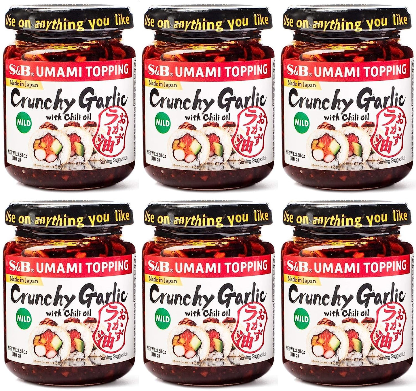 S&B Chili Oil with Crunchy Garlic, 3.9 Ounce (Pack of 6)