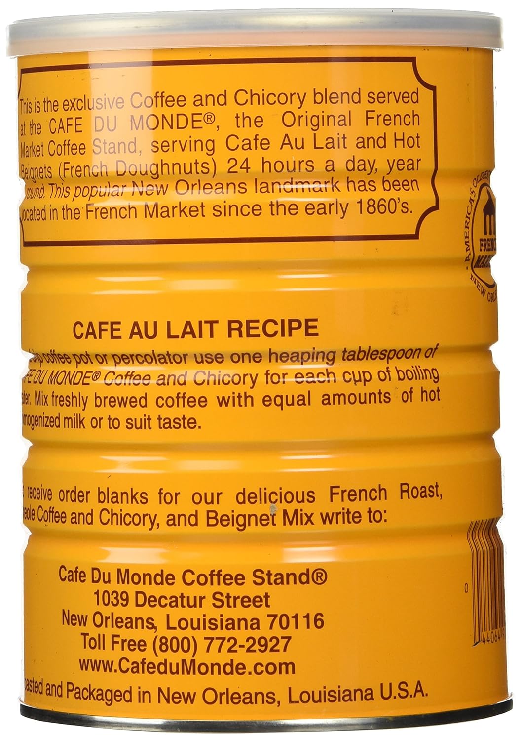 Cafe Du Monde Half a Dozen Cans (6 Cans) of Coffee Du Monde - 15 oz. cans