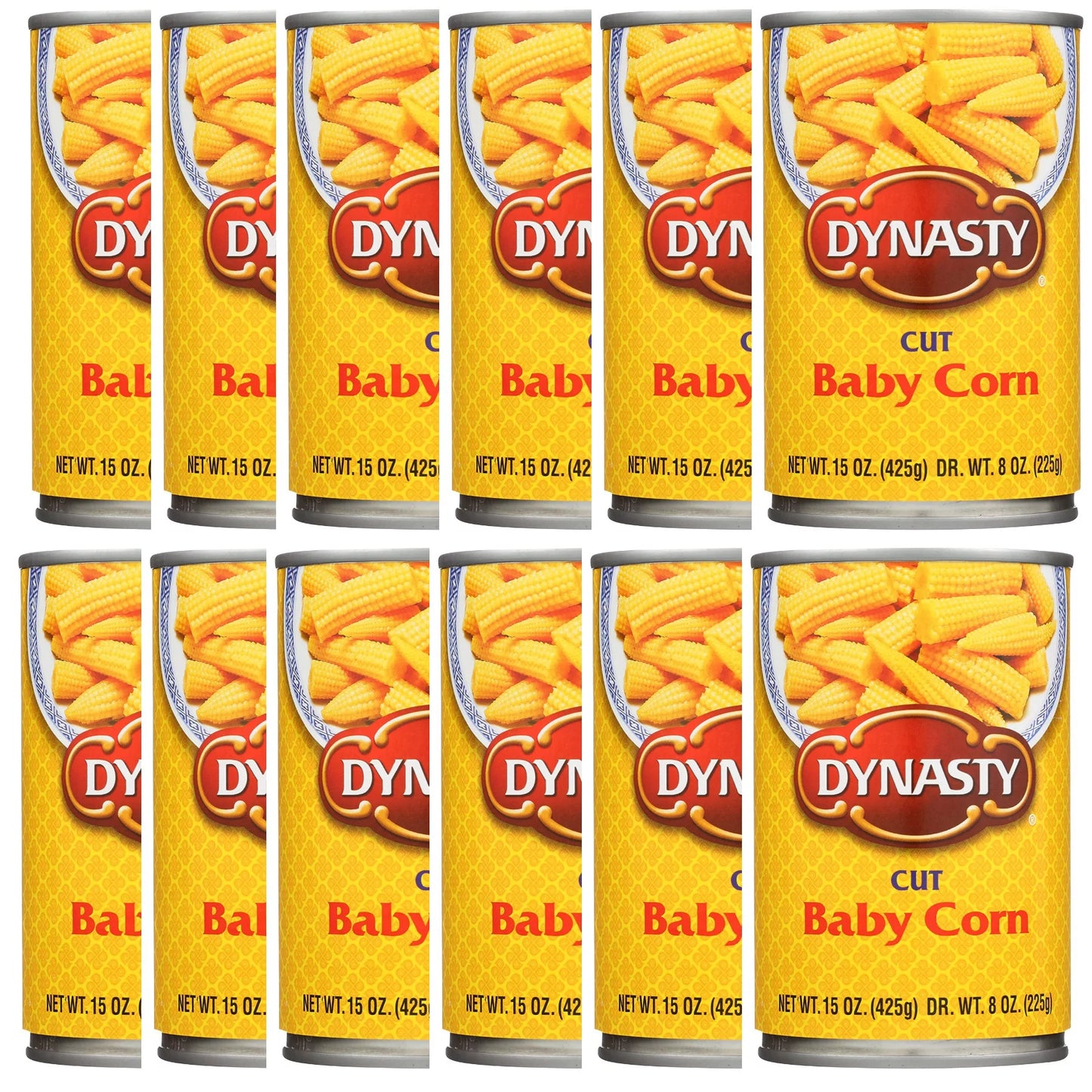12 Packs Dynasty Cut Baby Corn, 15 Ounce