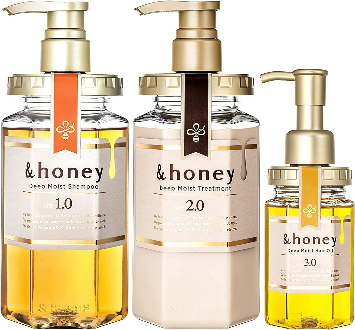 &honey Deep Moist Hair (Shampoo 1.0 + Treatment 2.0 + Hair oil 3.0)