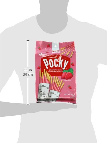 Glico Pocky Family Size Cream Covered Biscuit Sticks (9 Individual Bags) Strawberry Flavor(20 Pack per case)