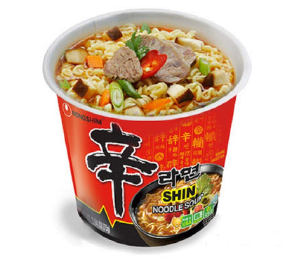 Nongshim Gourmet Spicy Shin Instant Ramen Noodle Cup, 6 Pack, Chunky Vegetables, Premium Microwaveable Ramen Soup Mix