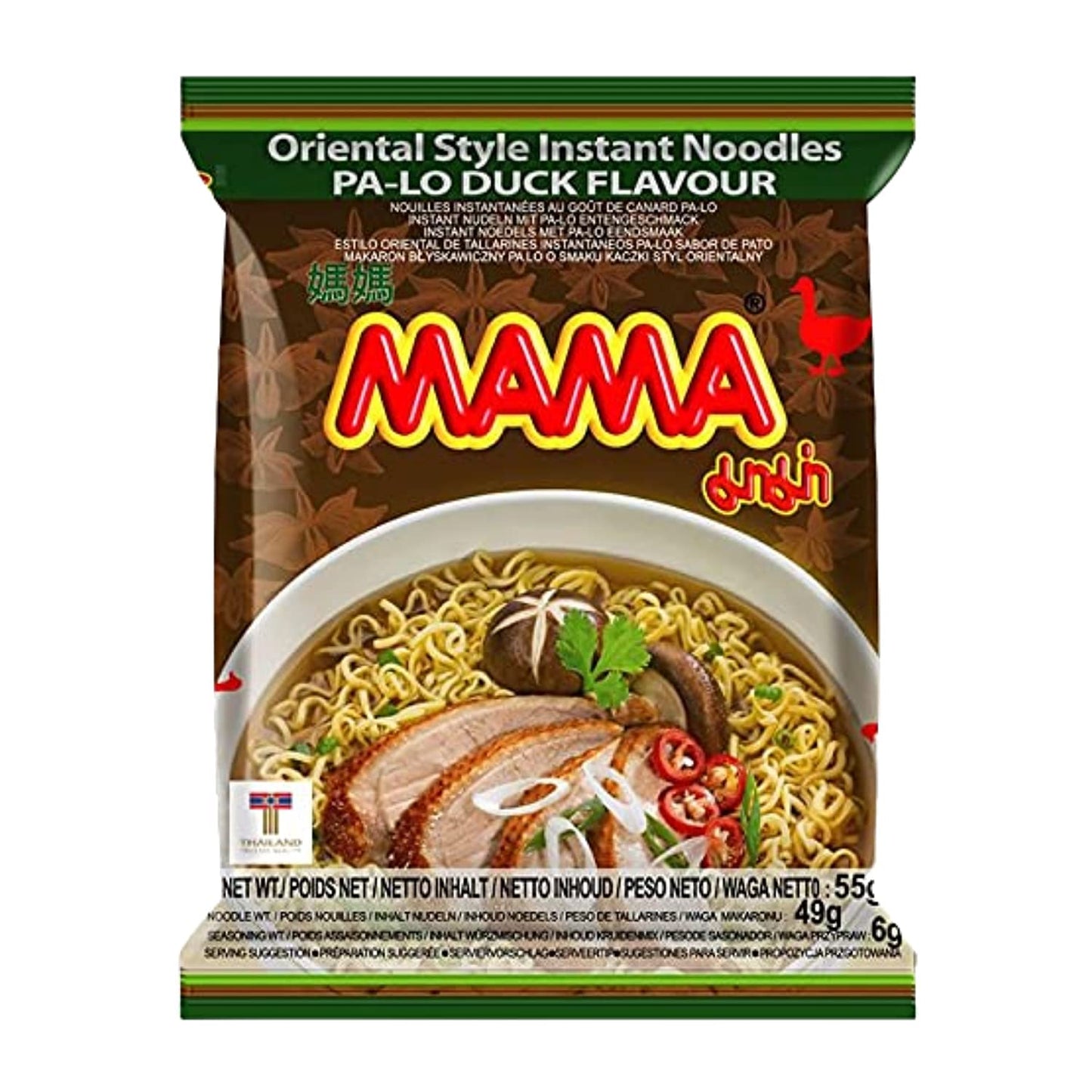 Mama Ramen Thai instant Noodle, 4 flavor (Shrimp Tom Yum, Pa Lo Duck, Shrimp Creamy Tom Yum, Pork), each flavor 6 bags Total 24 small bags noodle plus one NineChef Coffee Spoon