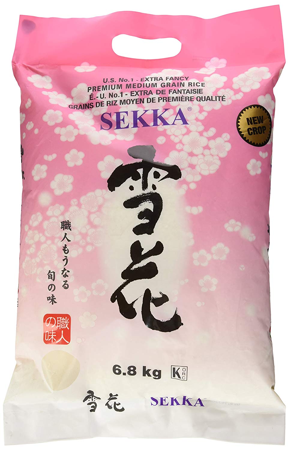 SEKKA 特级中粒白米 - 日本优质未煮熟大米 | 精米，香甜耐嚼 | 低脂肪，适合正宗亚洲美食，15 磅
