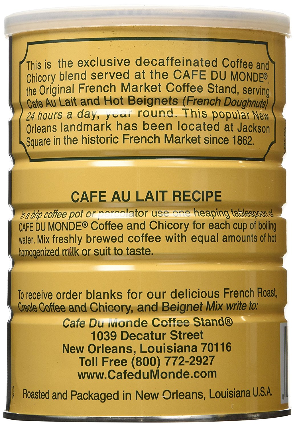 Cafe Du Monde Coffee Decaf And Chicory, 13 Ounce (Pack of 3)