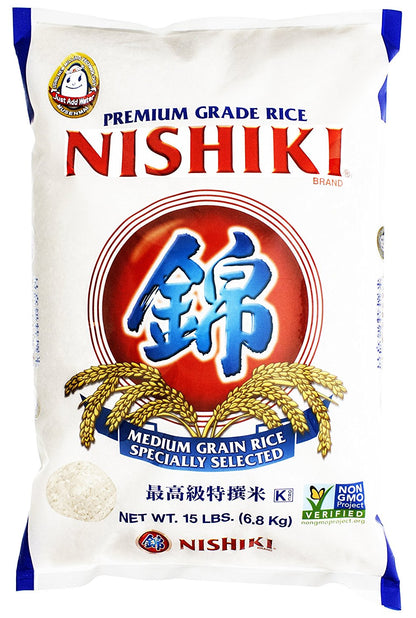 Nishiki 优质大米，中粒，15 磅