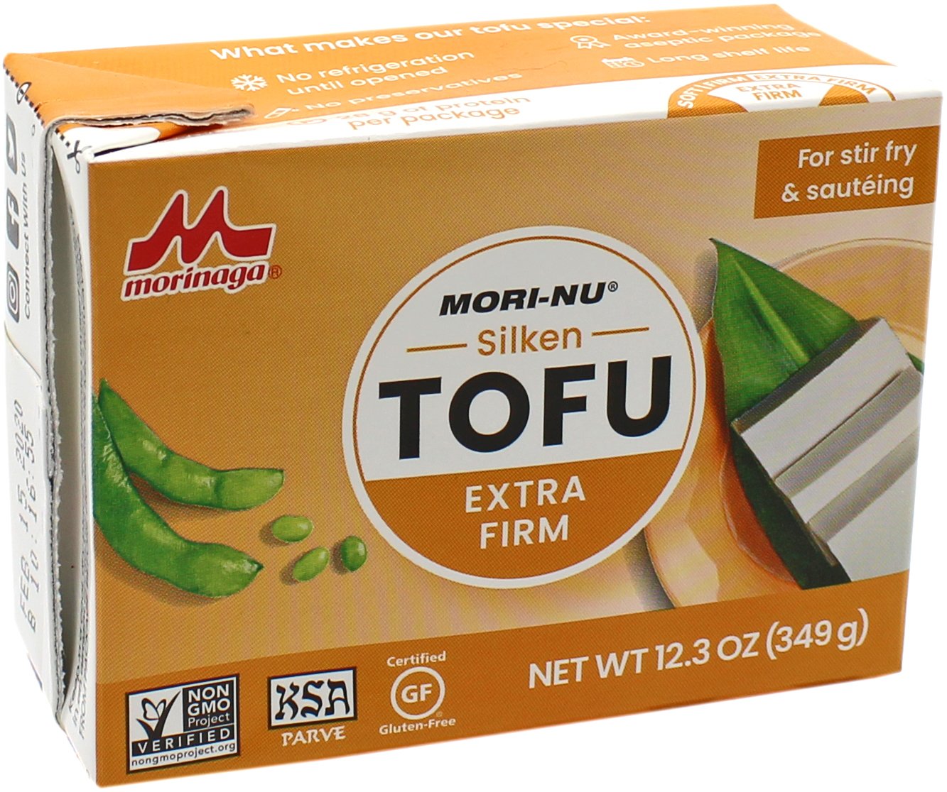 Mori-Nu Silken Tofu Extra Firm | Velvety Smooth and Creamy | Low Fat, Gluten-Free, Dairy-Free, Vegan, Made with Non-GMO soybeans, KSA Kosher Parve | Shelf-Stable | Plant protein | 12.3 oz x 12 Packs